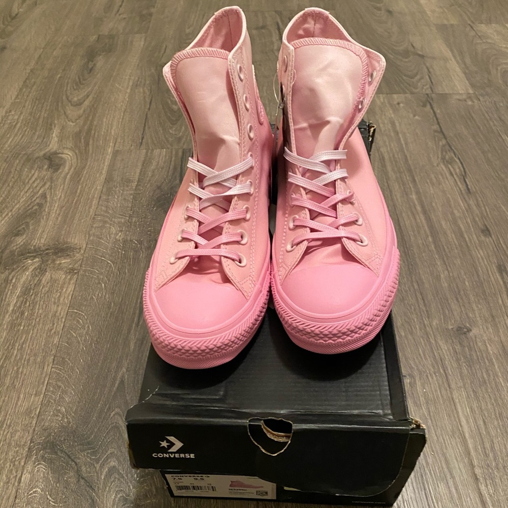 Converse foam pink rise high tops